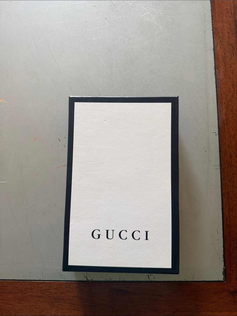 Gucci White Box with Black Border and Logo